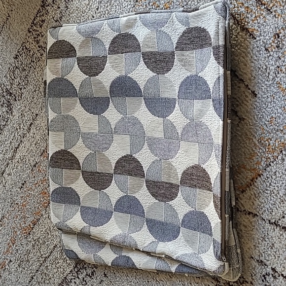 2 Upholstery Pillow Covers Geometric Cream Tan Gray Brown Blue 19" - Picture 4 of 5